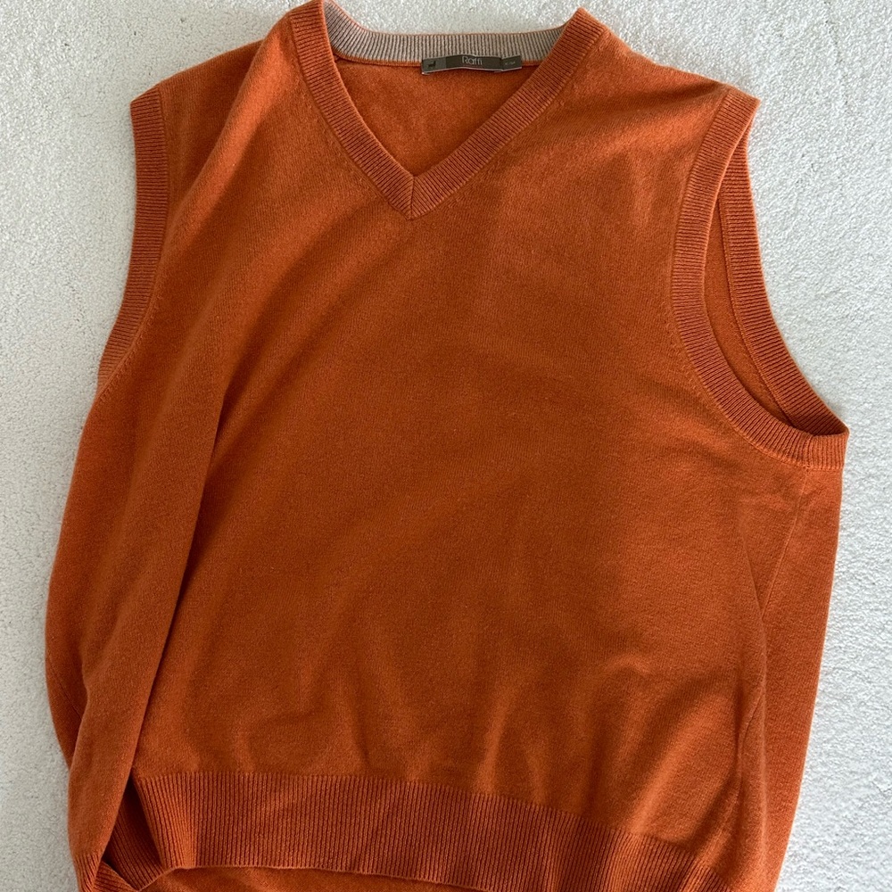 Raffi Men's Orange Sweater Vest ITALIAN CASHMERE